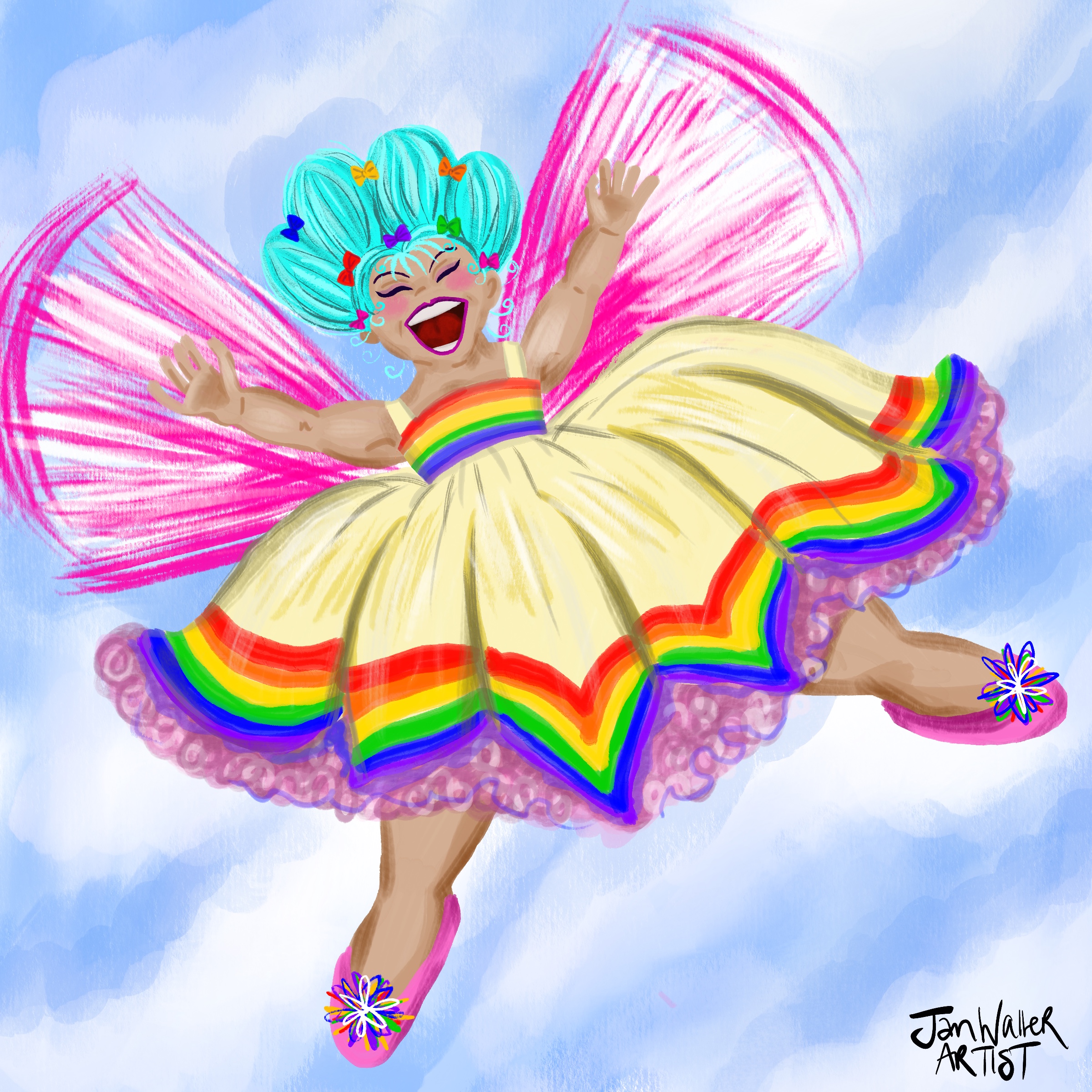 A singing rainbow fairy #fridaydoodleclub
